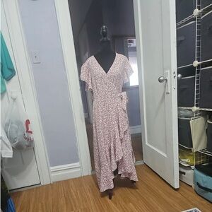Floral Pink Wrap Dress